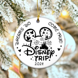 Family Vacation Trip Ornament for 2024, Magic Kingdom Park Castle with Fireworks (Mic)