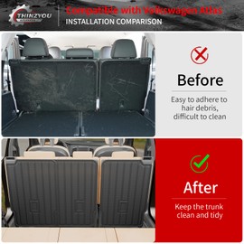Thinzyou Kick Mat Compatible with 2018-2024 2025 Volkswagen Atlas (NOT for Cross Sport) Trunk Mat Trunk Liner Cargo Liner Cargo Mat Back Seat Cover 2023 VW Atlas Accessories (2nd Row Backrest Mat)