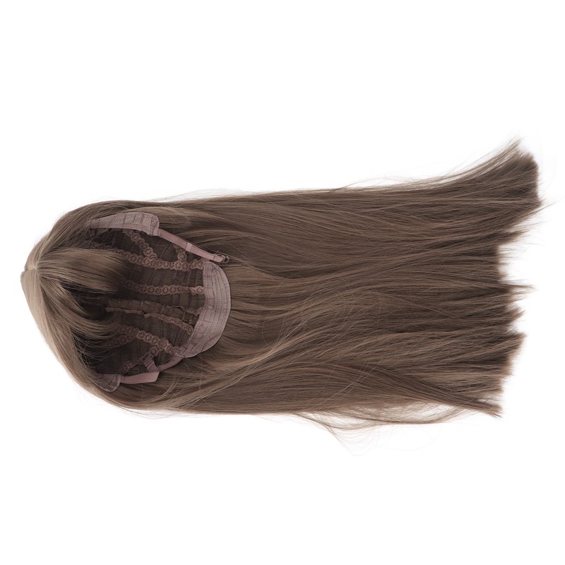 Women Light Brown Wig with Bangs Long Straight Synthetic Realistic