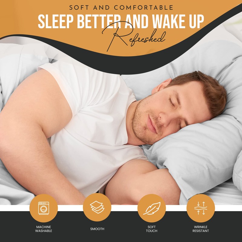 HOME ACE Silver Easy Iron Percale 4FT Small Double Fitted