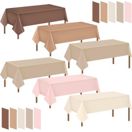 Jinei 10 Pcs Boho Plastic Tablecloth Disposable Rectangle Table Covers Bulk
