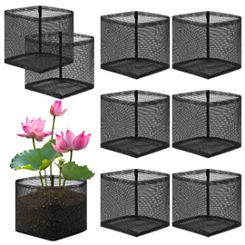 Beeveer 8 Pcs Pond Plant Baskets, Square Reusable Aquatic Planting Bags Breathable Mesh Garden Water Plant Pot for Water Lily Gladiolus Bog and Terrestrial Plants (7 Inch)