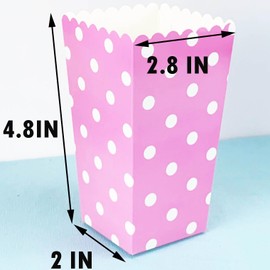 Film Night Popcorn Paper Box mit vertikalem Muster Punkt Wave Color Mode Vintage Party Design Rot Weiß Nostalgie Karneval Stripe Tasche und Badewanne (2 x 2,8 x 4,8 Zoll) (Rosa ~ 24 Stück)