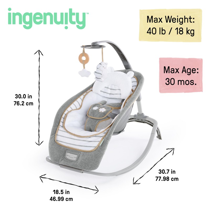 Ingenuity Boutique Collection Plush Modern Baby Rocker & Stationary Seat