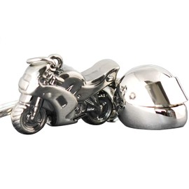 Maycom Creative moda romántico pareja llavero clave Anillo Cadena Llavero Key Fob para el día de San Valentín Regalo, multicolor/fantasía (Helmet & Motorcycle), Pequeño