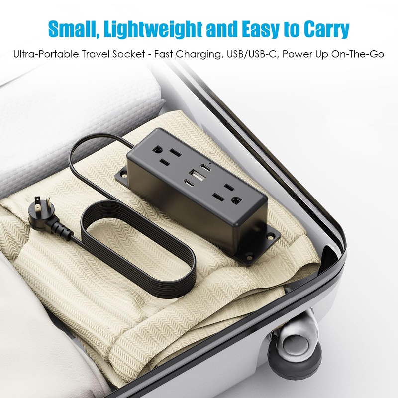 CCCEI Wall Mount Power Strip with USB Ports, Under Desk