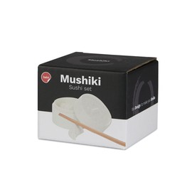 balvi Sushi Set Mushiki Colour White Soy Bowl with Chopstick Coaster in the Shape of a Japanese