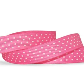 1 Pcs 5/8"W Confetti Swiss Tiny Polka Dot Grosgrain Ribbon Pink White 10 Yards, Polka Dot Ribbon for Gift Wrapping | #AA120RK