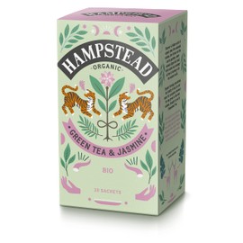 Hampstead Organic Jasmine Green 20 Teabags (Pack of 4 Total 80 Teabags) | Plastic Free | 100% Organic