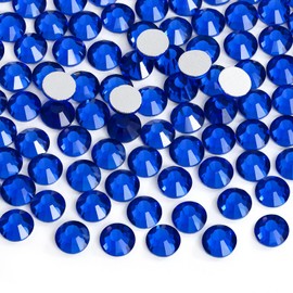 Jollin Glue Fix Crystal Flatback Rhinestones Glass Diamantes Gems for Nail Art Crafts Decorations Clothes Shoes(ss3 2880pcs, Sapphire)
