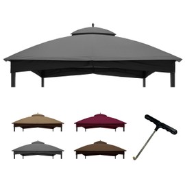 Coastshade Replacement Gazebo Canopy Top for Lowe's Allen Roth Heavy Duty Roof Gazebos Top with Mesh,10x12 Gazebo Cover #GF-12S004B-1, Replacement Top Only (Gray)