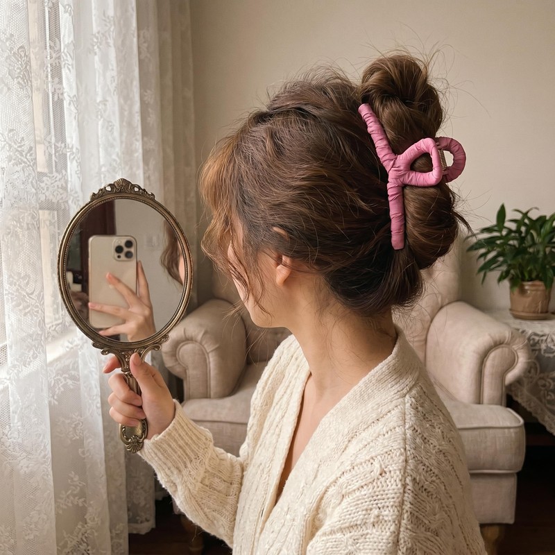 4Pcs Fabric Wrapped Hair Claw Clips for Women, Large Non-Slip