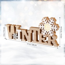 CLISPEED Winter Decorations for Home Standing Wooden WINTER Letters Tabletop Decor Christmas Words Sign LED Snowflake Table Centerpiece Decorative Plaque Sign for Xmas Party Decoration