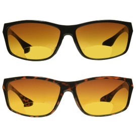 proSPORT Bifocal Reading Sunglasses Reader +2.00 Black & Tortoise Shell Brown HD Amber Anti Reflective Men Women