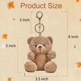 vaxvvik Plush Bear Keychains, 8 Inch, Set of 4, Soft Stuffed Animal Bag Charms, Brown Pink White, Decorative Purse Accessories