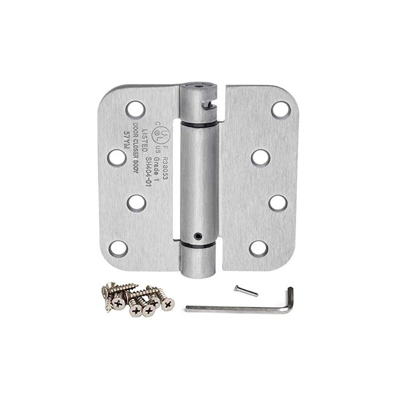 Dynasty Hardware Door Hinges, 4-Inch Spring Loaded Self Closing Hinges
