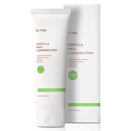 IUNIK Centella Mild Foaming Facial Cleanser Sub-acid 4.05 Fl Oz 49.9% Centella Asiatica Extract - Skin Relief Moisturizing pH Balancing Rich Foam without Dryness Oily Dry Senstivie Acne-prone skin Vegan