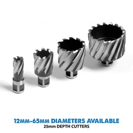 Evolution Power Tools Long Series Broaching Cutter For Magnetic Drill Universal Fitting Mag Drilling Bit 25mm Length x 22 mm Diameter, Silver