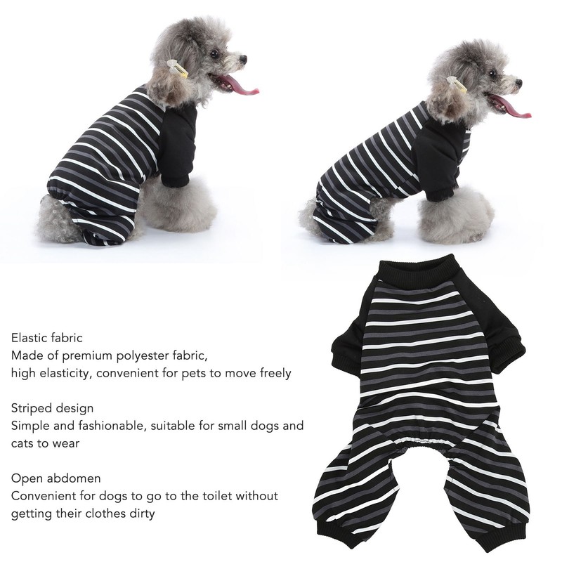 Dog Pajamas Warm Comfortable Stretchy 4 Legs Striped Dog Pajamas