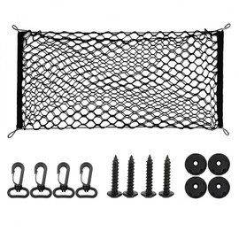 yowodana Car Cargo Net, Trunk Net, Luggage Net, 31.5 x 15.7 inches (80 x 40 cm), 2 Layers, Multi-functional, Net Pockets, Strong Elasticity, Secure Storage Space, Easy Installation, D-Shaped Auxiliary