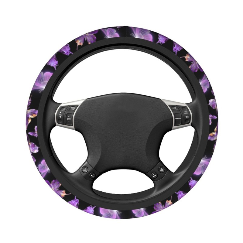 Purple Butterfly Steering Wheel Cover 15 Inch Auto Neoprene Case