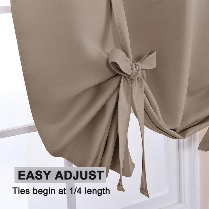 PONY DANCE Bathroom Curtains Window - Tie Up Shade Thermal