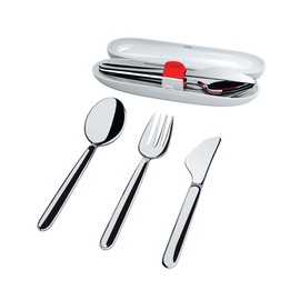 Alessi SA04S3 G Food à porter Travel cutlery set. Case in thermoplastic resin, grey