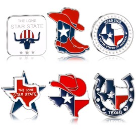 Konohan 6 Pcs Metal Texas Magnet Bulk for Refrigerator Texas Magnet Gifts and Souvenirs Magnetic Texas Travel Decorative Magnet Collectible Souvenirs for Adults Craft (Classic Style)