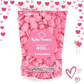 Kidu Pantry Vbrant Pink Melting Chocolate Wafers 2 Pound Bulk In Resealable Bag - Valentine's Day Pink Chocolate