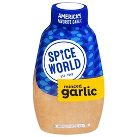Spice World Squeezable Minced Garlic – Value 20oz Garlic Container – Ready-to-Use Seasonings for Cooking, Simply Squeeze the Convenient Package to Easily Add Flavor Without the Prep Work or Mess