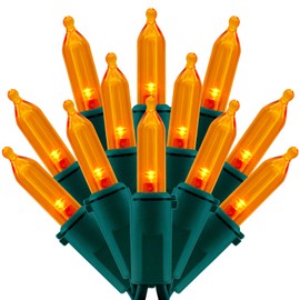 SWEET SHINE 200 Count Orange LED Christmas Lights, 66 ft Green Wire UL Certified Commercial Grade Holiday String Light Set (Orange)