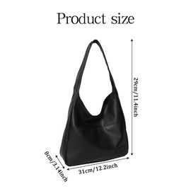 GWAWG Vintage Leather Shoulder Bag Slouchy Bag for Women Hobo Bag Retro Armpit Bag Large Capacity Hobo Tote with Magnetic Buckle