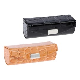 2x Estuche De Lápiz Labial Individual De Negro Y Naranja