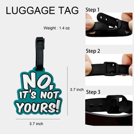 Luggage Tags for Suitcases, 2 Pack Funny Warning Silicone ID Labels with Name Cards, Navy Blue No Its Not Yours Bag Identifiers for Carry On, Backpacks and Travelers