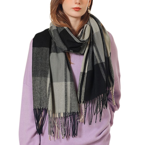 Camilife Women's Imitation Cashmere Scarf Woven Scarf Classic Large Checked