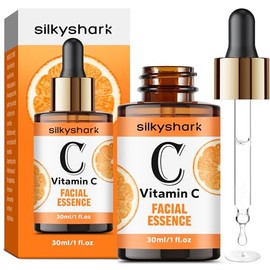 SilkyShark- Suero antioxidante avanzado: un nutriente esencial para la producción de colágeno, la vitamina C armoniza con el ácido hialurónico botánico y la vitamina E, formulado para abordar los sign