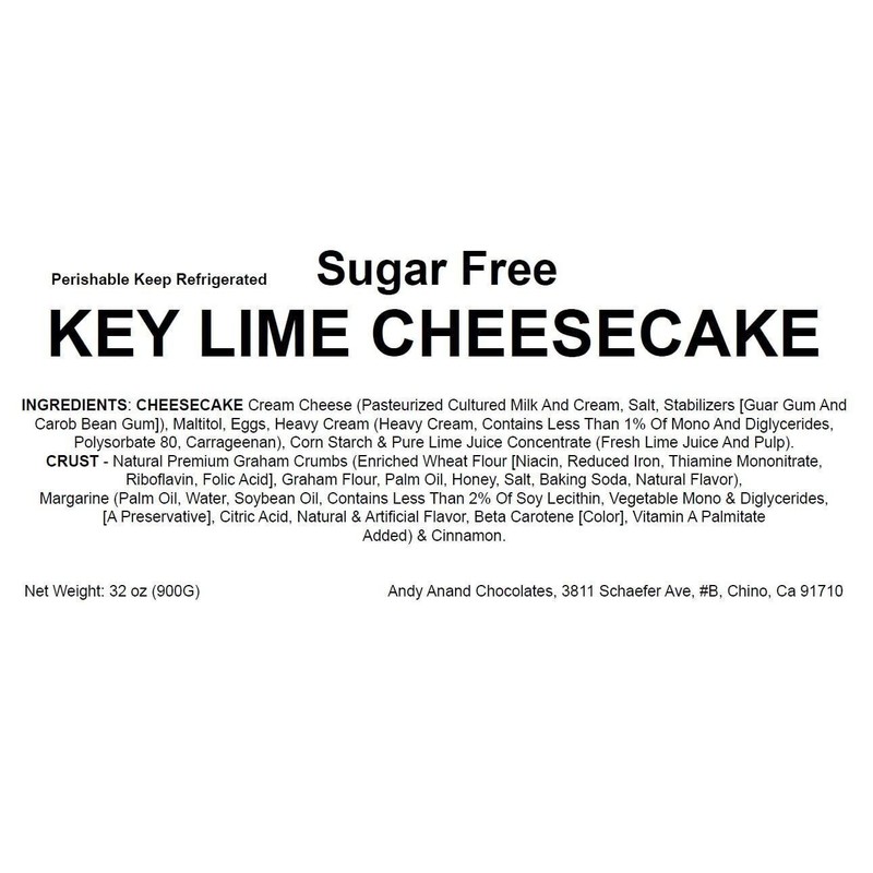 Andy Anand Sugar Free Key Lime Cheesecake 9" (2 lbs),