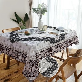 Washable Rectangular Tablecloth Vintage Florals Tablecloths Easy Care Outdoor Washable Garden Tablecloth for Outdoor Dining Room Kitchen Garden Party Weddings or Household 140 x 180 cm