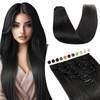 Elailite Real Hair Clip-In Extensions, 8 Wefts, Grey, Straight, Real