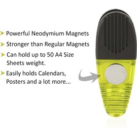 VIP Home Essentials -Thick Plastic Clips with Neodymium Magnet - 3-1/4" Length - Durable Versatile All-Purpose (Smoke Yellow)