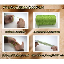 Tsuisho 1.5mm x 219 Yards Polyester String Cord for Knitting and Crochet, 100% Polypropylene Macrame Cord for Hats, Bags, Purses, Shoes, Plant Hangers, DIY Crafts - Paradise Pink