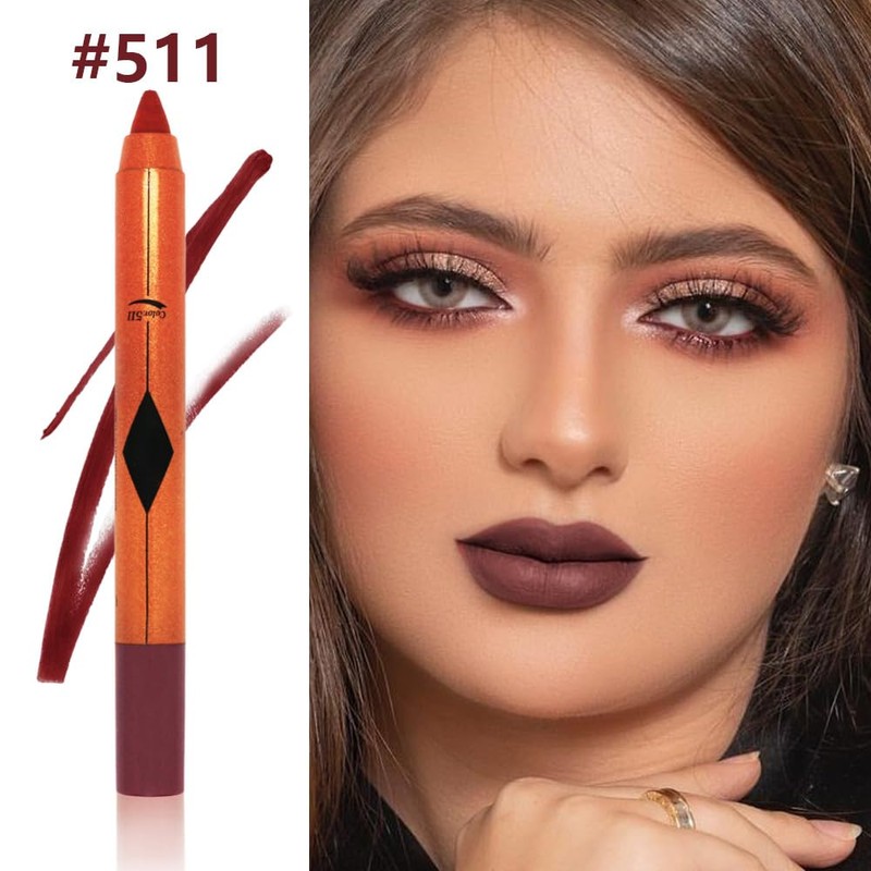 Rust Red Matte Lipstick Pencil for Women Lip Liner and