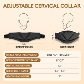 Heated Neck Braces for Neck Pain and Support, Adjustable Soft Cervical Collar Promote Proper Posture & Spinal Alignment at Work, During Trip, and While Sleeping for Women & Men