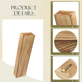 Cerkkapo Pack of 3 Wooden Wall Vases, Wall Planters Made of Wood, Hanging Planters Made of Wood, Wall Hanging Flower Vase Container for Dried Flowers and Artificial Green, Living Room, Bedroom, Home