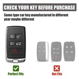 Gematay for Land Rover Key Fob Cover Compatible with Evoque Velar Sport Discovery Freelander2 LR4 Land Rover Sport Jaguar XF XJ XE F-PACE F-Type Smart Key 5 Buttons