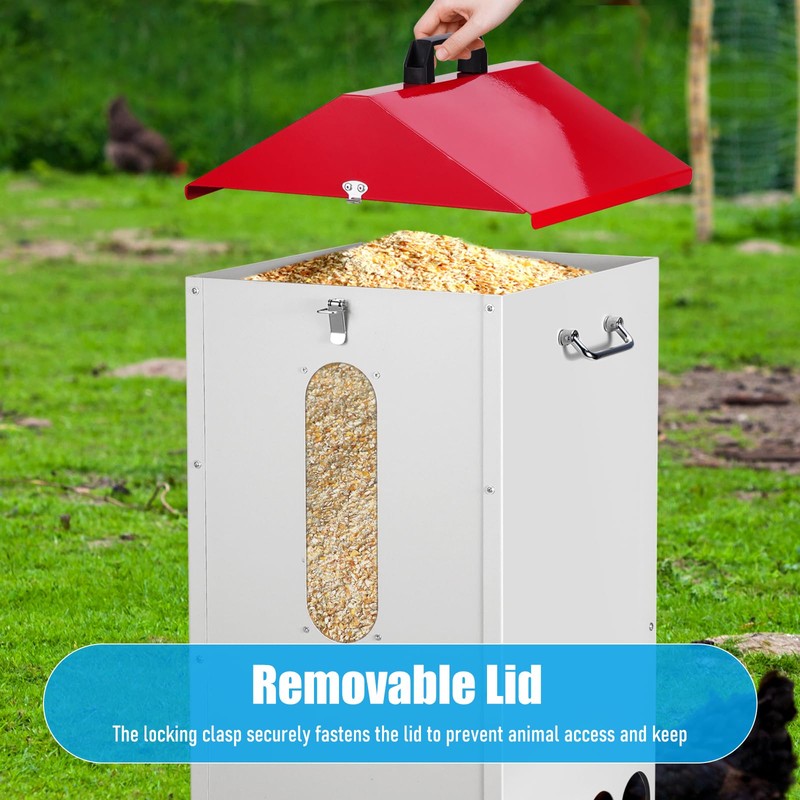PAUQRWIE 70-80lbs Large Automatic Chicken Feeder with 16 Feeding Ports