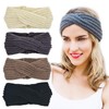 DRESHOW 4 Pack Crochet Knit Turban Headband Warm Bulky Crocheted