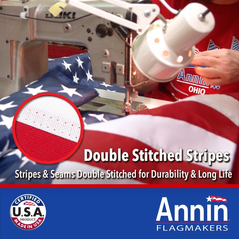 Annin Flagmakers (2460) SolarGuard Nyl-Glo American Flag, Made in USA,