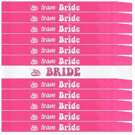 12 PCS Bride Sash Bachelorette Party Bride to Be Team Bride Sashes Maid of Honor Bridesmaid Sash for Bridal Shower and Hen Party Decorations Favors,Pink Silver