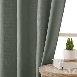Chyhomenyc Bennet 2 Panels Olive Green Kitchen Curtains 24 Inch Length Tier Curtains, Faux Linen Textured Small Cafe Curtains, Light Filtering Short Window Curtains for Bathroom Basement, 30x24 Inch